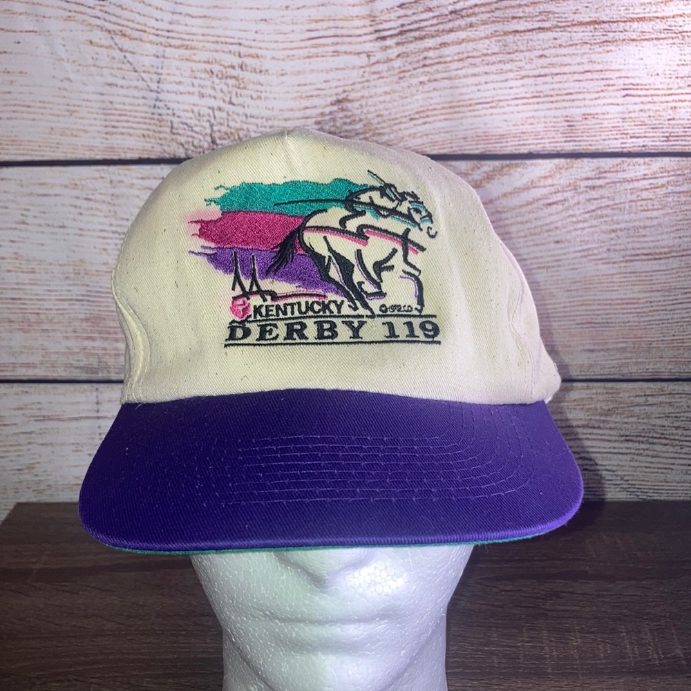 Vintage 90s Kentucky Derby 119 Horse Racing Races Jockey Colorful SnapBack